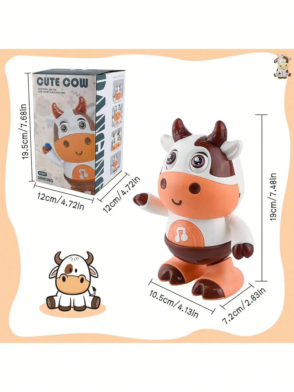 Baby Dancing Cow Toy - Electric Music Plush Cow with Funny Songs and Moves, Baby Interactive Baby Toys, Cute Toddler Christmas G